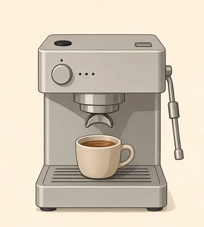Illustrated Breville Bambino BES450BSS espresso machine, not a product photo